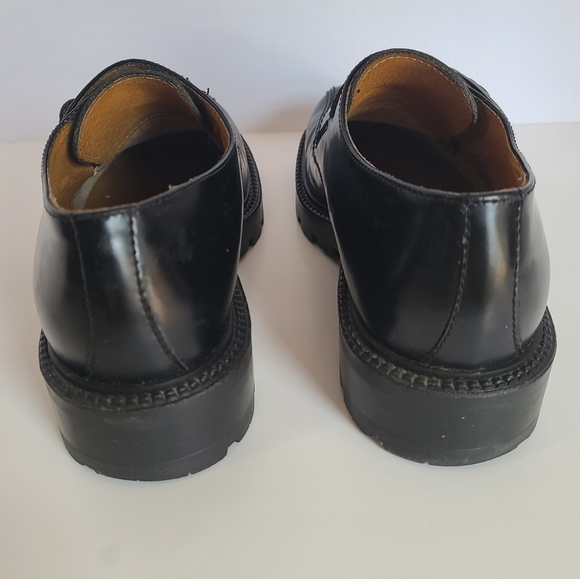 SOLD!! ALDO Chunky Heel Vintage Mens Black Patent Leather Slip-On Shoes Size 44 - Picture 4 of 14